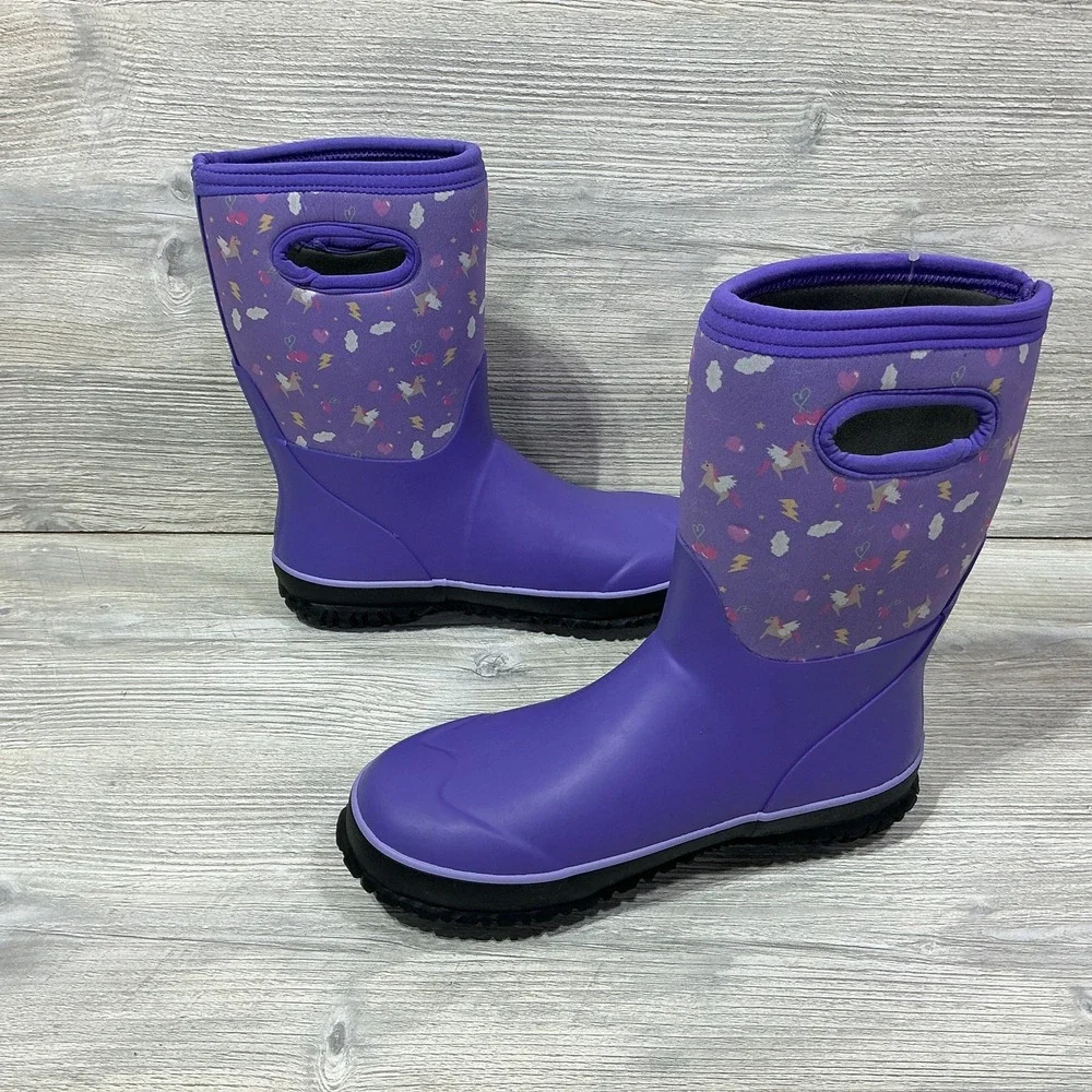 BOGS Girls Grasp Pegasus Size 6 Classic Waterproof Snow Boot Purple Unicorn NEW